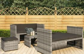 Set Divani da Giardino 5 pz con Cuscini in Polyrattan Grigio VD46313 - Hommoo