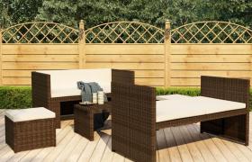 Set Divani da Giardino 5 pz con Cuscini in Polyrattan Marrone VD46312 - Hommoo