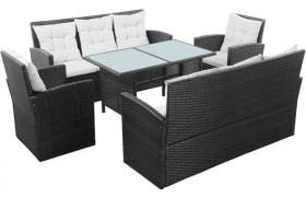 Set Divani da Giardino 5 pz con Cuscini in Polyrattan Nero VD25769 - Hommoo
