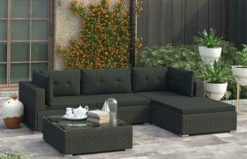 Set Divani da Giardino 5 pz con Cuscini in Polyrattan Nero VD27575 - Hommoo