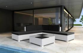 Set Divani da Giardino 6 pz con Cuscini in Polyrattan Bianco VD24020 - Hommoo