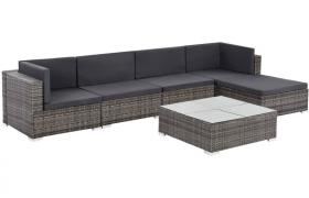 Hommoo Set Divani da Giardino 6 pz con Cuscini in Polyrattan Grigio VD26364