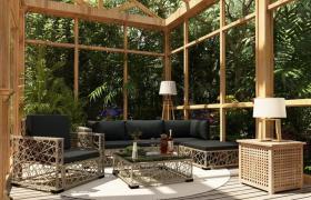 Set Divani da Giardino 6 pz con Cuscini in Polyrattan Grigio VD27623 - Hommoo