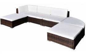Set Divani da Giardino 6 pz con Cuscini in Polyrattan Marrone VD24024 - Hommoo