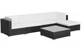 Set Divani da Giardino 6 pz con Cuscini in Polyrattan Nero VD26362 - Hommoo