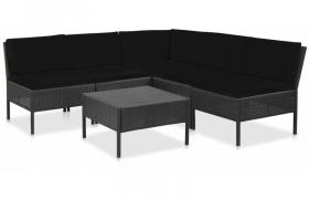 Set Divani da Giardino 6 pz con Cuscini in Polyrattan Nero VD46786 - Hommoo