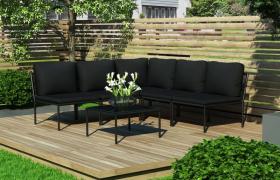 Set Divani da Giardino 6 pz con Cuscini Neri in PVC VD46574 - Hommoo