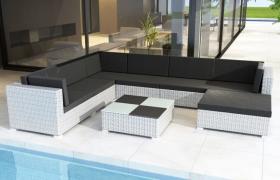Set Divani da Giardino 8 pz con Cuscini in Polyrattan Bianco VD24021 - Hommoo