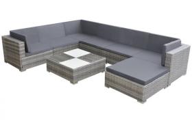 Hommoo Set Divani da Giardino 8 pz con Cuscini in Polyrattan Grigio VD24817