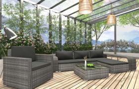 Set Divani da Giardino 8 pz con Cuscini in Polyrattan Grigio VD30992 - Hommoo