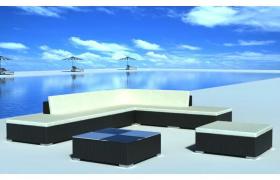 Set Divani da Giardino 8 pz con Cuscini in Polyrattan Nero VD24015 - Hommoo