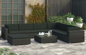 Set Divani da Giardino 8 pz con Cuscini in Polyrattan Nero VD27571 - Hommoo