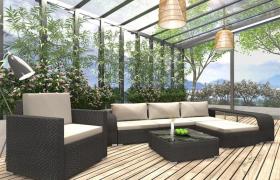 Set Divani da Giardino 8 pz con Cuscini in Polyrattan Nero VD30991 - Hommoo