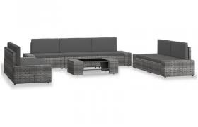 Set Divani da Giardino 8 pz in Polyrattan Grigio VD51896 - Hommoo