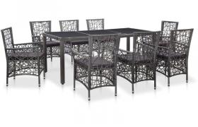 Set Mobili da Pranzo per Giardino 9 pz in Polyrattan Grigio VD45352 - Hommoo