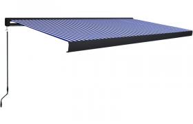 Tenda a Cassonetto Manuale 500x300 cm Blu e Bianca VD39674 - Hommoo