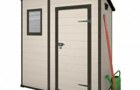 Casetta Addossata in Resina per Esterno Colore Beige Serie Manor Pent 6x4 Dimensioni 183,5x111x h. 200 cm - KETER