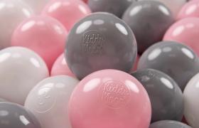 KiddyMoon 100 ∅ 7CM Palline Morbide Colorate Per Piscina Bambini Fatto In EU, Bianco/Grigio/Rosa Chiaro - bianco/grigio/rosa chiaro