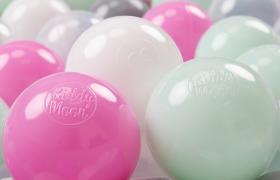 KiddyMoon 100 ∅ 7CM Palline Morbide Colorate Per Piscina Bambini Fatto In EU, Trasparente/Grigio/Bianco/Rosa/Menta