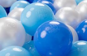 KiddyMoon 100 ∅ 7CM Palline Morbide Colorate Per Piscina Bambini Fatto In EU, Azzurro/Blu/Perla - azzurro/blu/perla