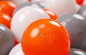 KiddyMoon 200 ∅ 7CM Palline Morbide Colorate Per Piscina Bambini Fatto In EU, Arancione/Grigio/Bianco - arancione/grigio/bianco