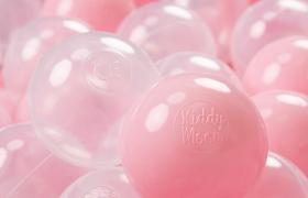 KiddyMoon 200 ∅ 7CM Palline Morbide Colorate Per Piscina Bambini Fatto In EU, Rosa Chiaro/Trasparente - rosa chiaro/trasparente