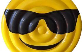 Materassino Gonfiabile Ø150 Cm In Pvc A Forma Di Emoji Face Occhiali Giallo - Ranieri