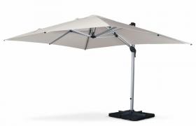Ombrellone a braccio decentrato, alta gamma, quadrato 3x4m – PYLA Beige – Tela europea Agora, struttura in alluminio anodizzato, girevole, copertura