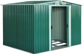 Outsunny - Box Casetta da Giardino Ripostiglio per Attrezzi in Lamiera d’Acciaio, Verde, 246x192.5x177.5cm