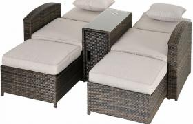 Set 2 Sedie Sdraio da Giardino Reclinabili con Tavolino in Rattan - Outsunny