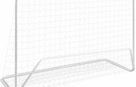 Porta da Calcio con Rete 182x61x122 cm in Acciaio Bianca - Bianco - Vidaxl Porta da Calcio con Rete 182x61x122 cm in Acciaio Bianca - Bianco - Vidaxl