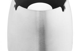 Posacenere, Acciaio Inox Antiruggine, per Esterni e Interni, Antiscivolo, Portacenere Antivento HxD: 7,5 x 8 cm, Argento