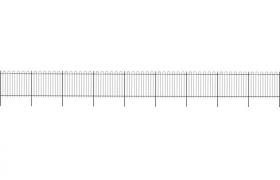 Recinzione Giardino Punta Tonda in Acciaio 15,3x1,5m Nera - ASUPERMALL
