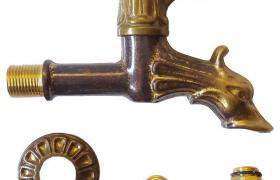 Rubinetto cod. 147 in ottone brunito con portagomma per fontana casa giardino da 1/2'