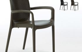 18 Sedie Boheme Grand Soleil per giardino poly rattan con braccioli Bar Ristorante | Marrone