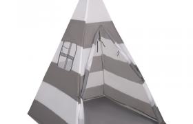 Tenda Indiana Tipi Gioco Per Bambini Con SENZA Palline Colorate, Righe Grigio-Bianco - righe grigio-bianco - Selonis
