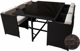 Set Amalia Metallo/Simil Rattan Testa Di Moro 1 Tavolo Top Vetro - SOGARI