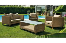 Set Da Giardino Divano 2 Poltrone E Tavolino In Wicker Honolulu - Ranieri