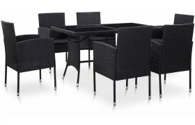 Set da Pranzo da Giardino 7 pz in Polyrattan Nero - Nero - Vidaxl
