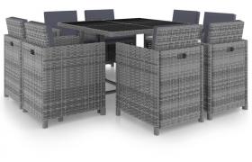 vidaXL Set da Pranzo da Giardino 9 pz e Cuscini Polyrattan Antracite - Antracite