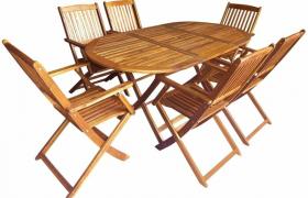 Set da Pranzo da Giardino 7 pz Pieghevole in Massello di Acacia - Marrone - Vidaxl