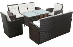 Set Divani da Giardino 5 pz con Cuscini in Polyrattan Marrone - Marrone - Vidaxl
