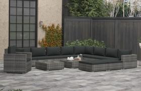Vidaxl - Set Divani da Giardino 13 pz con Cuscini in Polyrattan Grigio - Grigio
