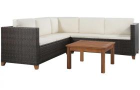 Set Divani da Giardino 4 pz con Cuscini in Polyrattan Marrone - Marrone - Vidaxl