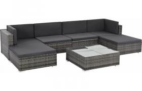Set Divani da Giardino 7 pz con Cuscini in Polyrattan Grigio - Grigio - Vidaxl