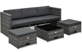 Set Divani da Giardino 4 pz con Cuscini in Polyrattan Grigio - ASUPERMALL
