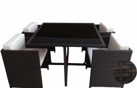 Set Louise Metllo/Simil Rattan Testa Di Moro 1 Tavolo Top Vetro - SOGARI