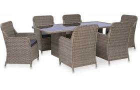 vidaXL Set Mobili da Pranzo per Giardino 7 pz Polyrattan Marrone - Marrone