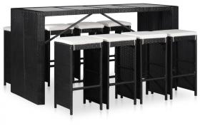 vidaXL Set Mobili da Pranzo per Giardino 9 pz in Polyrattan Nero - Nero