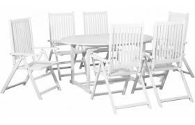 vidaXL Set Pranzo per Esterni 7pz Legno Bianco con Tavolo Estensibile - Bianco